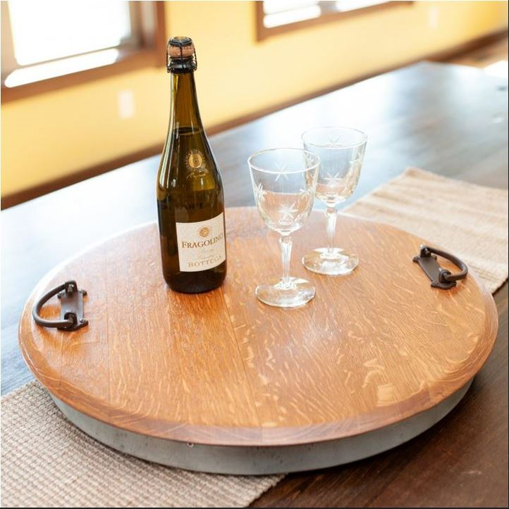 Reclaimed Barrel Head Lazy Susan Server